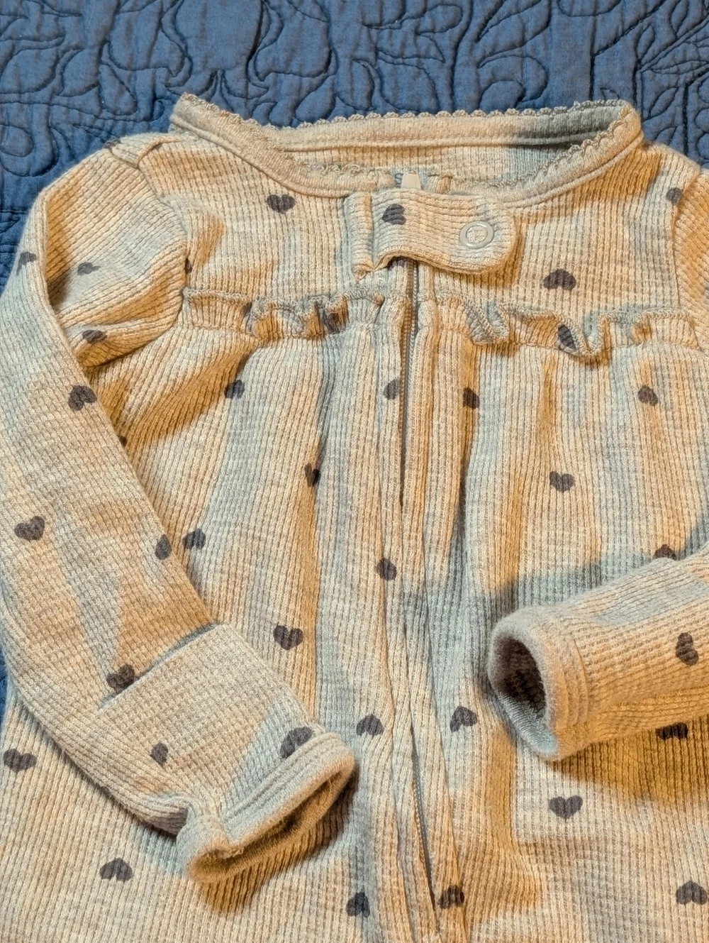 Just One You by Carter’s Baby Girl Heart Print Thermal Sleeper NB Zip Up (G1-G)‎
